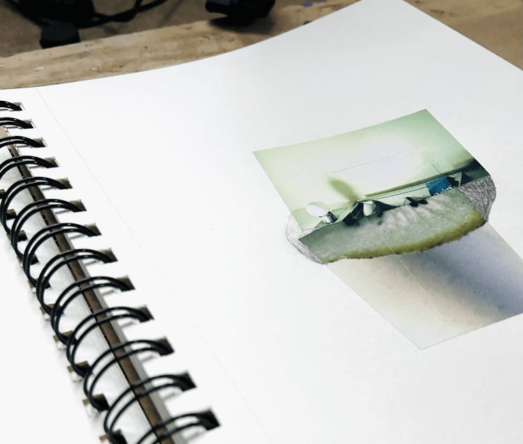 collage in a sketch book